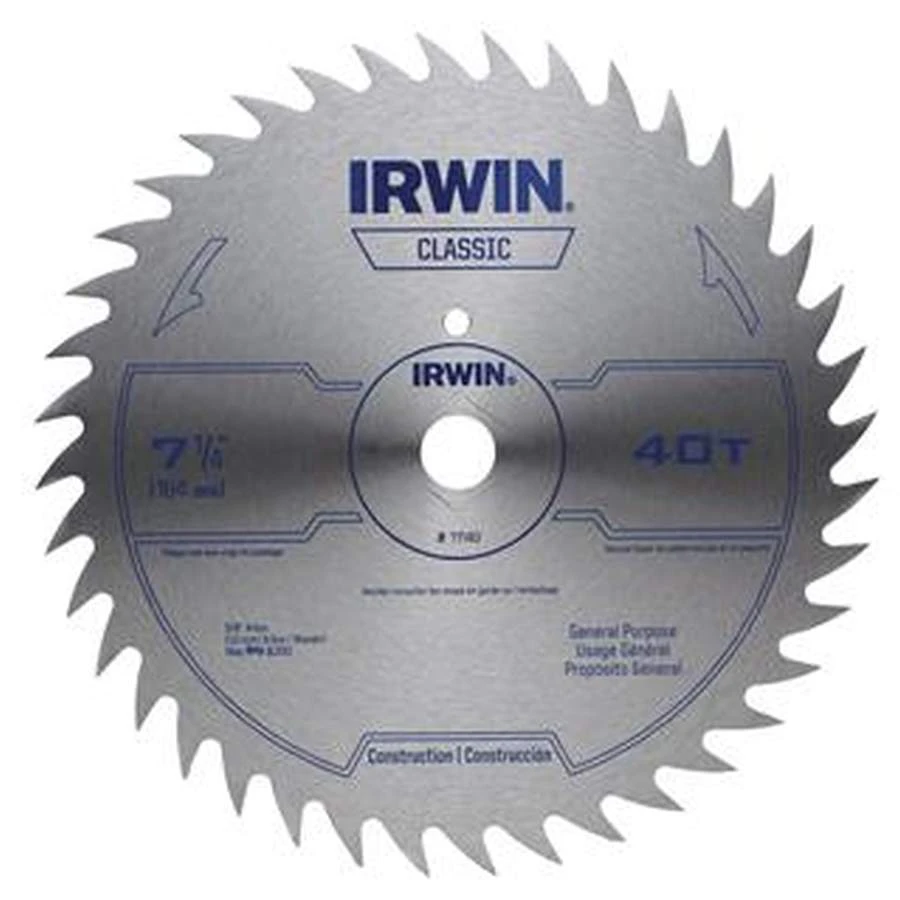 Irwin 7-1/4-Inch X 40-Tooth Steel Circular Saw Blade 1 Irwin 7-1/4-Inch X 40-Tooth Steel Circular Saw Blade