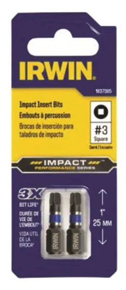 Irwin 1-Inch #3 Square Impact Insert Bit 2-Pack