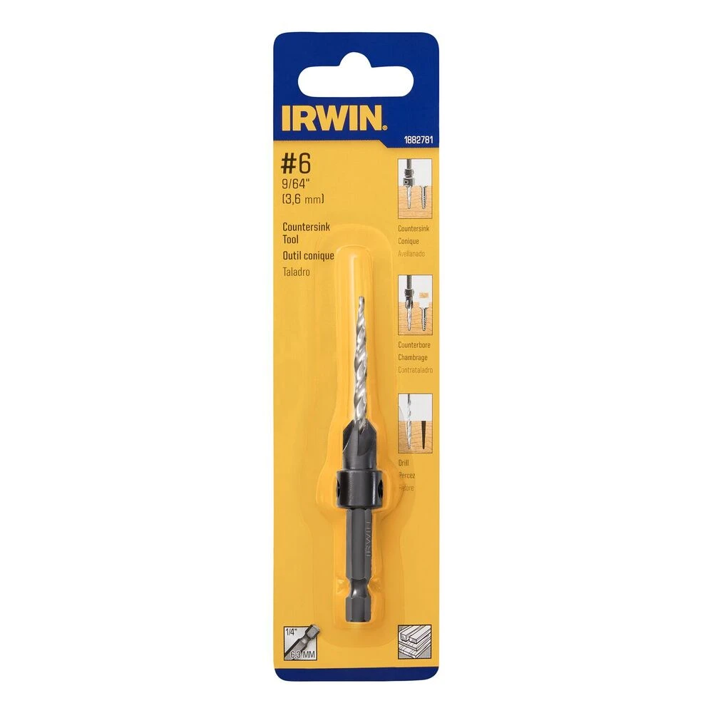Irwin 9/64 X 3-5/8" Steel Countersink Drill Bit 2 Irwin 9/64 X 3-5/8" Steel Countersink Drill Bit - Image 2