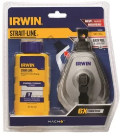 Irwin 100-Foot Aluminum Mach6 Chalk Reel With Blue Marking Chalk