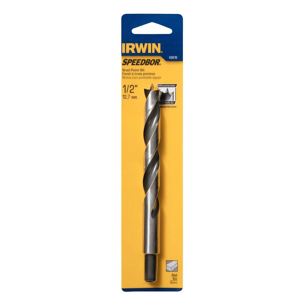 Irwin 1/2 X 3-31/32 X 5.94" Steel Brad Point Drill Bit 2 Irwin 1/2 X 3-31/32 X 5.94" Steel Brad Point Drill Bit - Image 2