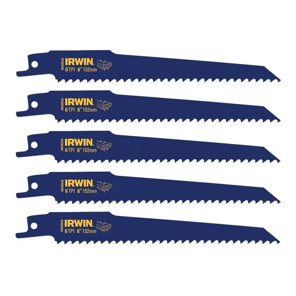Irwin 6 In. Bi-Metal Reciprocating Saw Blade 6 TPI 5 Pk 1 Irwin 6 In. Bi-Metal Reciprocating Saw Blade 6 TPI 5 Pk