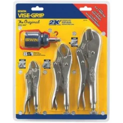 Irwin Vise-Grip Locking Plier Sets, Number Of Pieces: 3, Jaw Capacity: 1-1/4", (2)1-5/8", Plain Grip Handle
