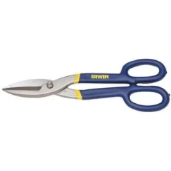 Irwin Tinners Snip: Straight, 7 In Overall Lg, 1 1/2 In Cutting Lg, Steel, Plastic, Steel