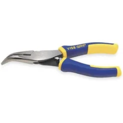 Irwin Vise-Grip Long Nose Pliers, Jaw Length: 1-9/16", Jaw Width: 3/4", Jaw Bend: 45°, Tip Width: 1/8