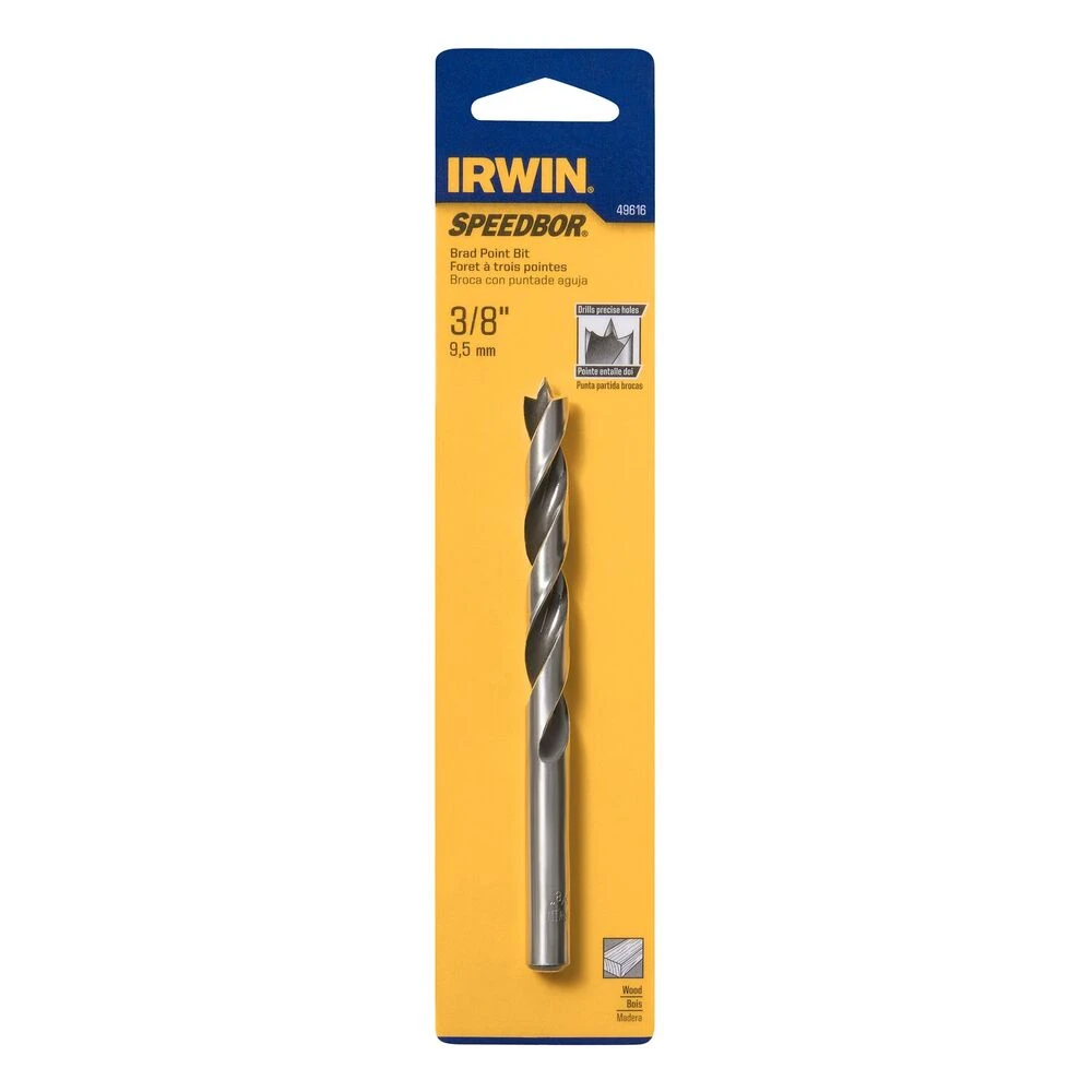 Irwin 3/8 X 3-7/16 X 5-1/4" Steel Brad Point Drill Bit 2 Irwin 3/8 X 3-7/16 X 5-1/4" Steel Brad Point Drill Bit - Image 2